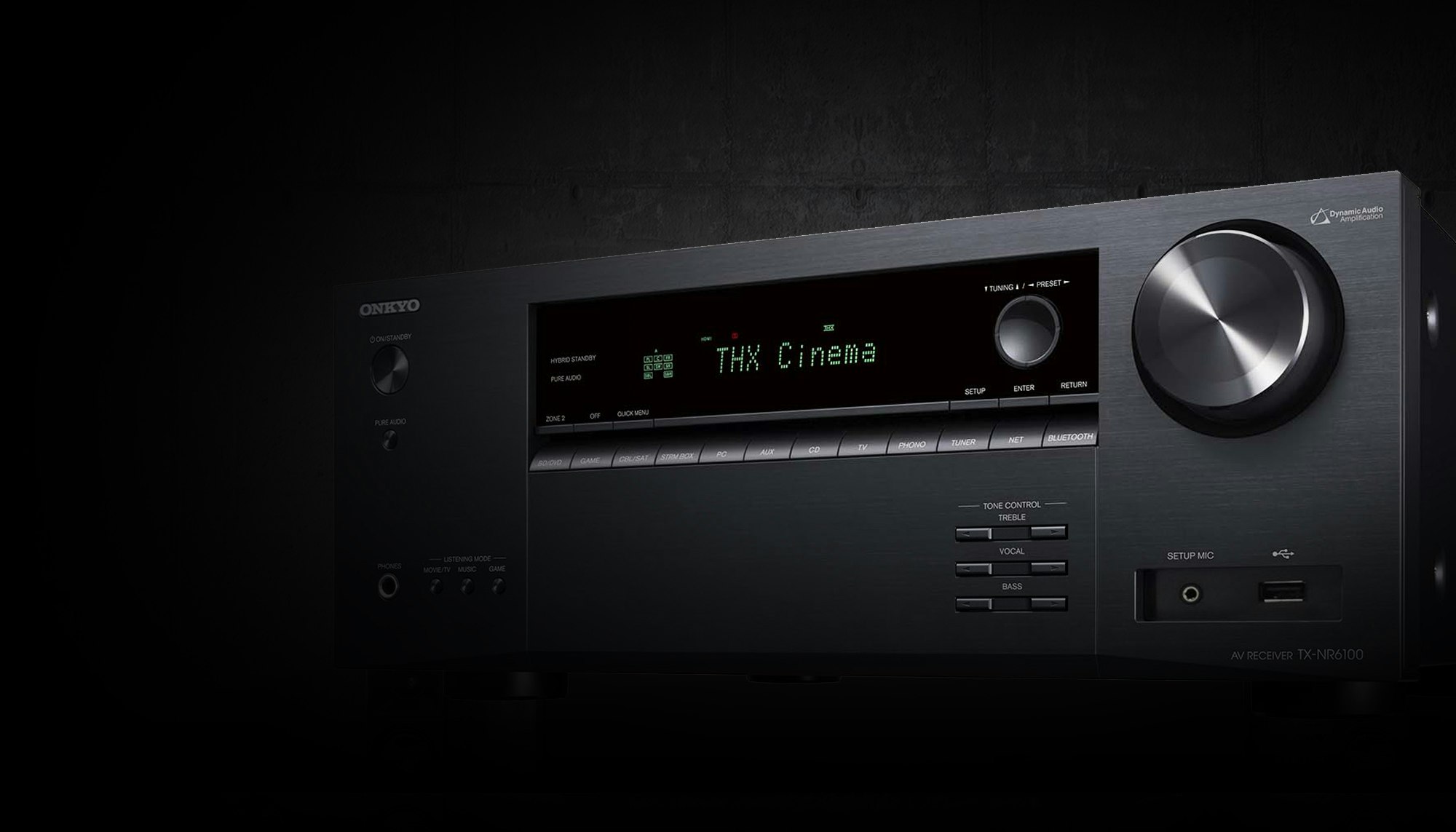 Onkyo 6100 receiver in black room